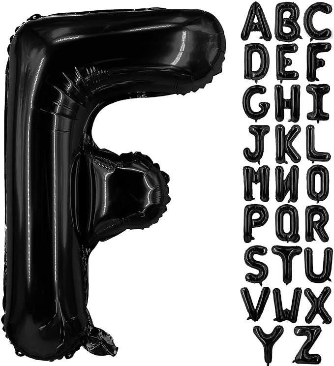 Lovoir 40 Inch Large Black Letter F Balloons Big Size Jumbo Mylar Foil Helium Balloon for Birthday Party Celebration Decorations Alphabet Black F