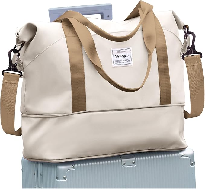 Travel Duffel Bag, Sports Tote Gym Bag, Shoulder Weekender Overnight Bag for Women