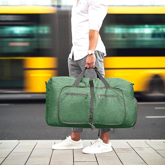 Vomgomfom 65L/85L/115L Foldable Travel Duffle Bag, Lightweight Checked Luggage with Shoe Compartment, Water-Resistant Weekender Overnight Bag for Men & Women