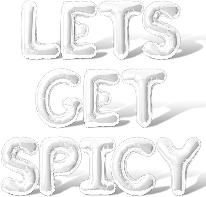 Letter Balloons - LETS GET SPICY 16" Inch Alphabet Letters Foil Mylar Balloon Bachelorette Party Banner (White)