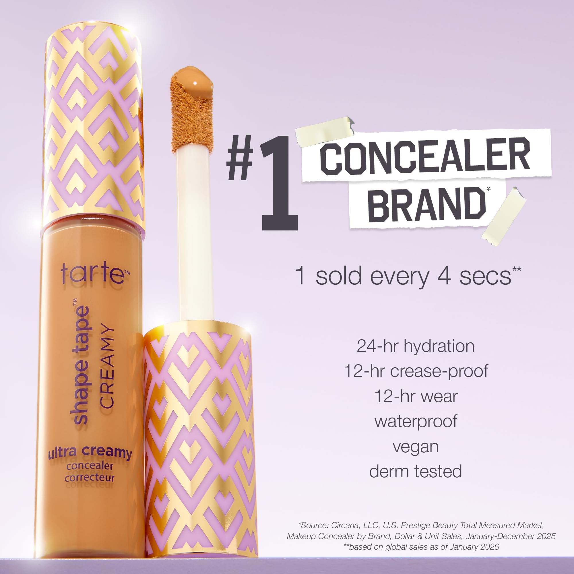 tarte shape tape creamy concealer – Full Coverage Makeup with Built-In Eye Cream, 24HR Hydrating Natural Moisturizing Matte Finish for Redness & Fine Lines, Vegan & Cruelty-Free, full size, 53H