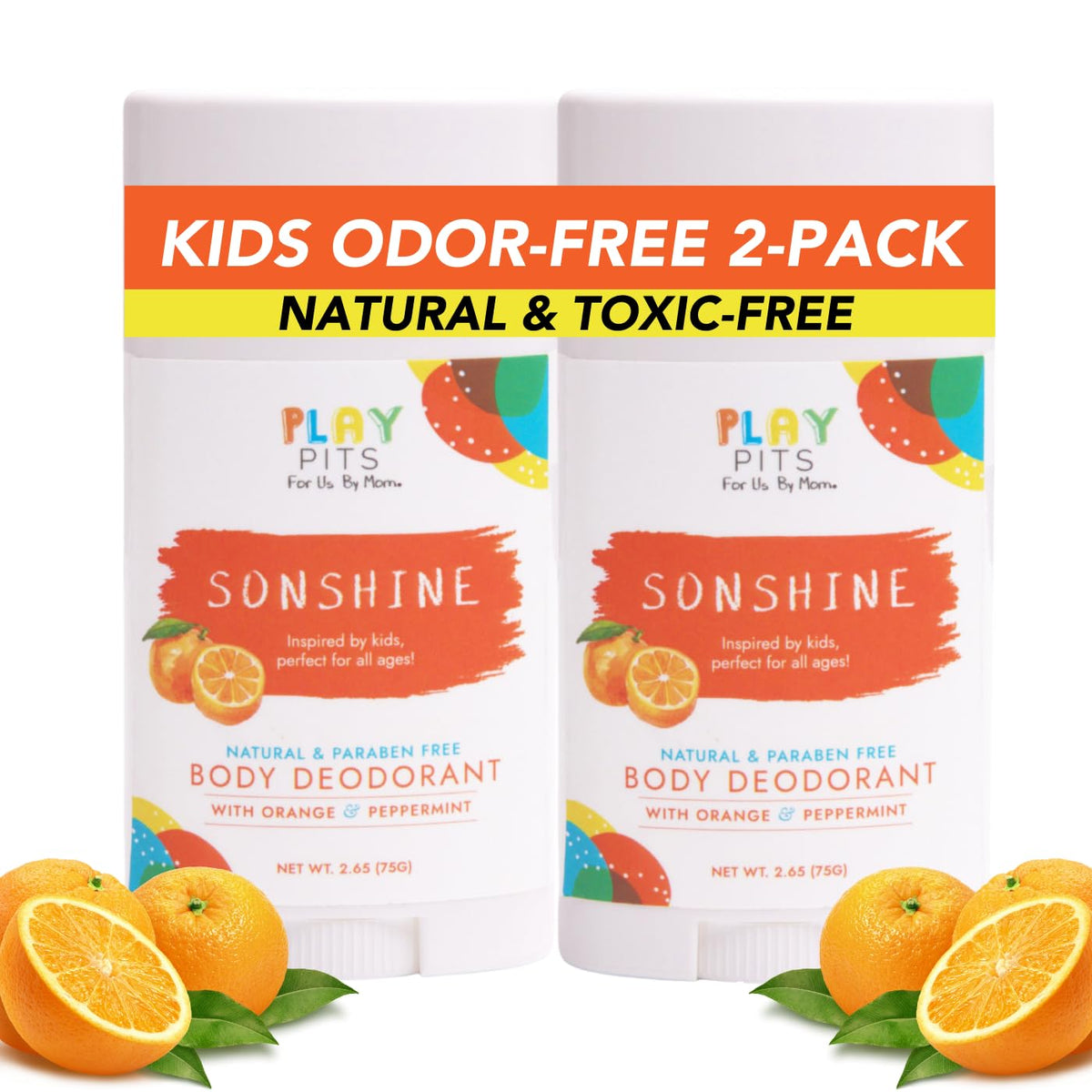 PLAY PITS - Natural Kids Deodorant - SONSHINE - 2.65oz - 2pk