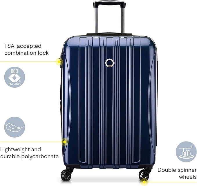 DELSEY PARIS Helium Aero Hardside Expandable Luggage with Spinner Wheels, Blue Cobalt, Carry-On Plus 21 Inch