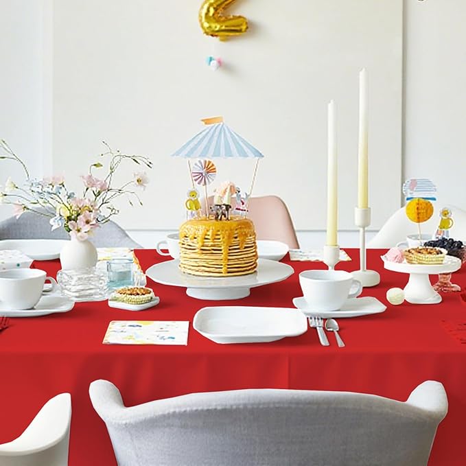 6 Pack Premium Red Plastic Table Cloth -70 X 120 Inch Rectangle Tablecloth, Disposable Tablecloth Plastic Table Cover for Parties (6, Red, 70" X 120" Rectangle)