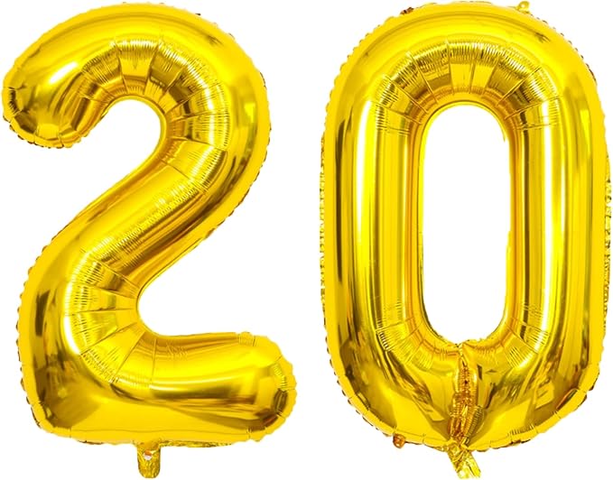 Gold Number Balloons Birthday Balloons - Giant Gold Number 20 Balloon 40 inch, Numbers Balloon 10th Birthday Decorations, Gold Party Supplies for Women Men