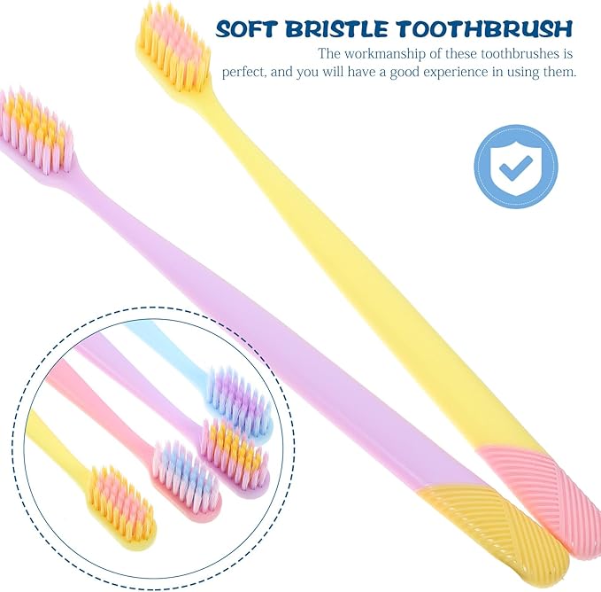 10Pcs Soft Bristles Toothbrush with Ergonomic Non-Slip Handle Wear-Resistant Manual Teeth Brush for Adults Portable Travel and Household Use Gentle Cleaning for Healthy Teeth