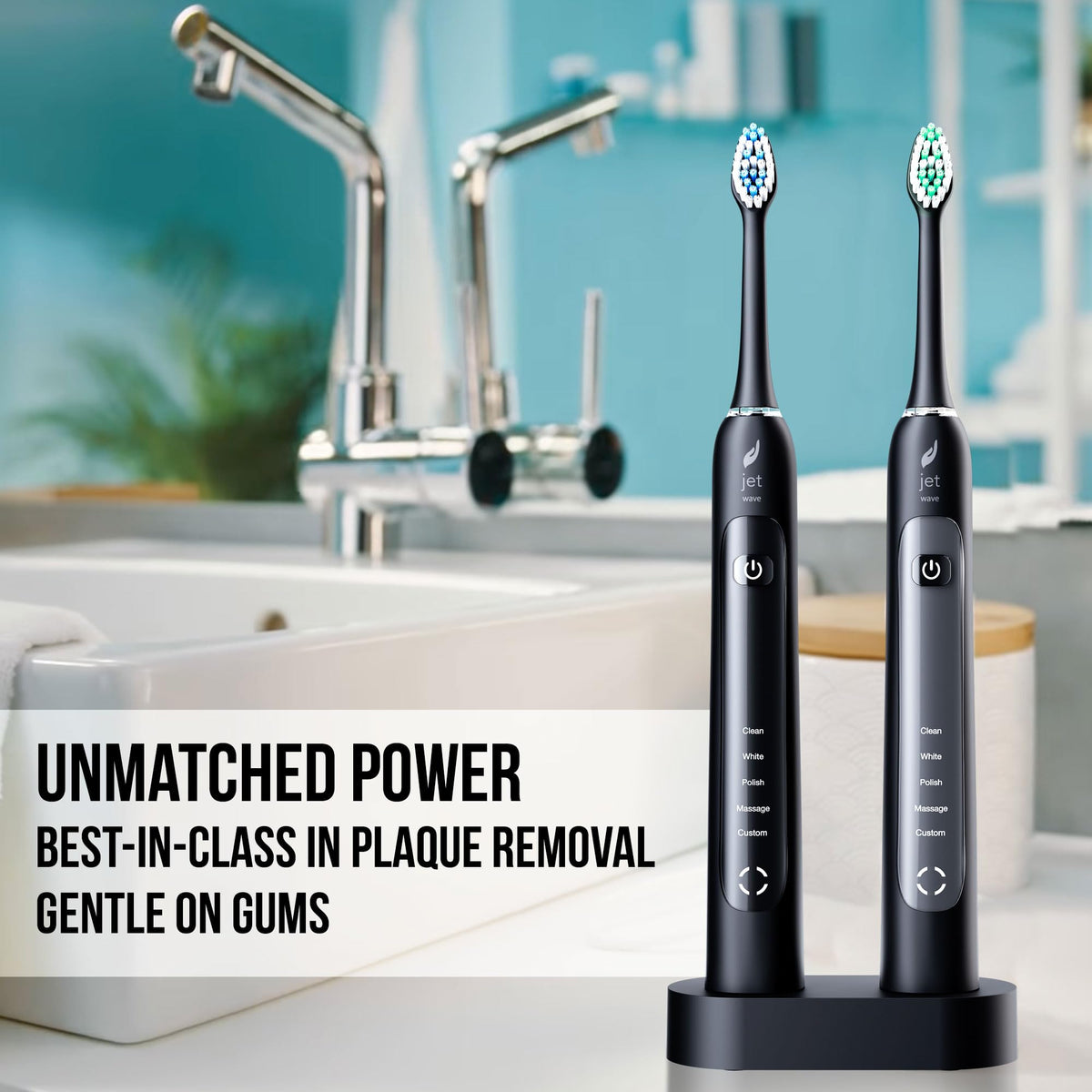 Acteh Sonic Electric Toothbrush Dual Set – Plaque Removal & Whitening, 5 Modes, Smart Timer, 6-Week Battery, 2 Toothbrushes