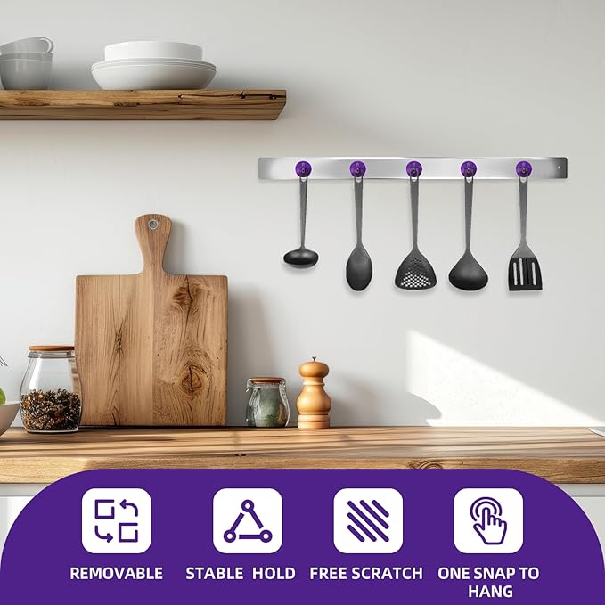 Neosmuk Magnetic Hooks, Cruise Ship Essentials, 100lb+ Heavy Duty Magnetic Hooks for Cruise Cabins, Refrigerator, Grill, Hanging, and Travel | Extra Strong Must-Haves Magnet Hook,Purple