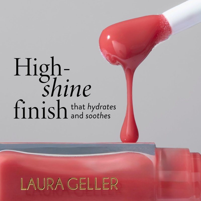 LAURA GELLER NEW YORK Fine Shine Glossy Lip Oil, Sweet Pink - Hydrating Squalane - Sheer Pink Lip Gloss