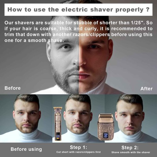 Ufree 3-Speed Electric Shavers for Bald Men, Close Shave Head Shavers with Double Foil, Professional Clippers and Trimmers Set, Cordless Clippers for Hair Cutting