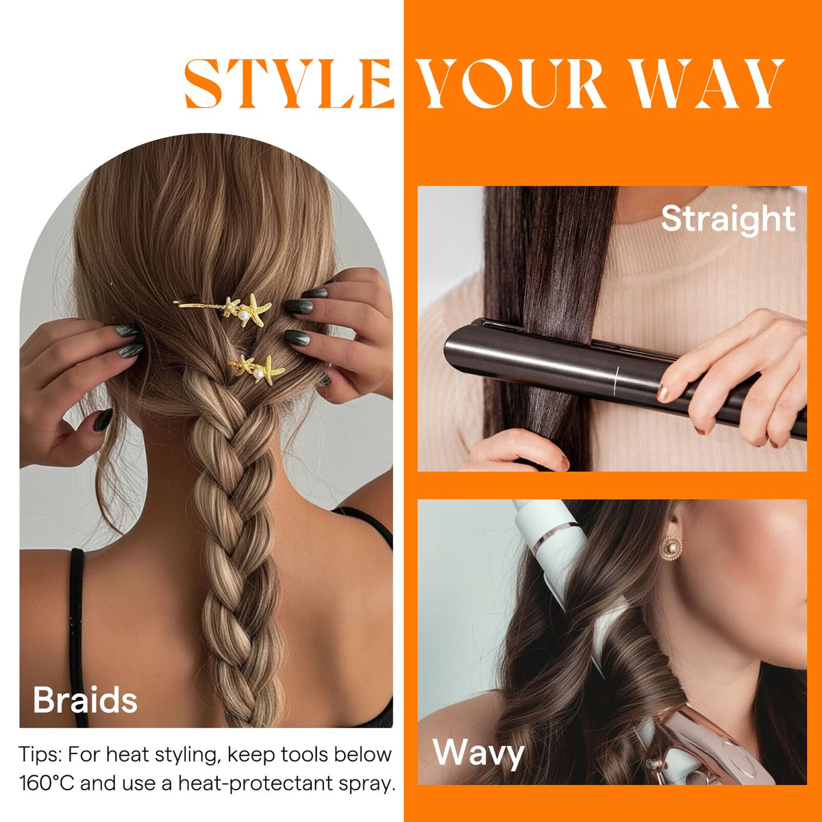 Sunny Hair Sew in Hair Extensions Real Human Hair Black for Women