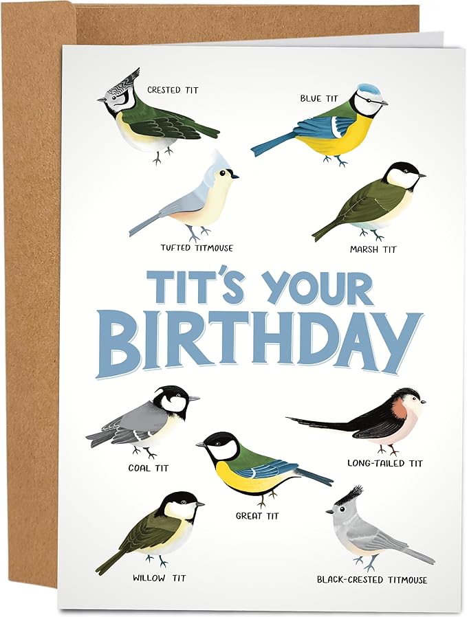 Funny Birthday Card - Bird Watching 'Tits' Your Birthday - Rude & Hilarious for Best Friend, Sister, Husband, or Wife
