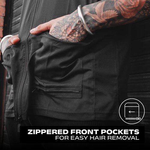Barber Strong The Barber Vest, Men's Black, Hair Repellent, Ultra Lightweight and Breathable Mesh Side Panels, Sleeveless, Features 3 Pockets and 2-Way Zipper Closure - Size 4X, Great for Pet Grooming