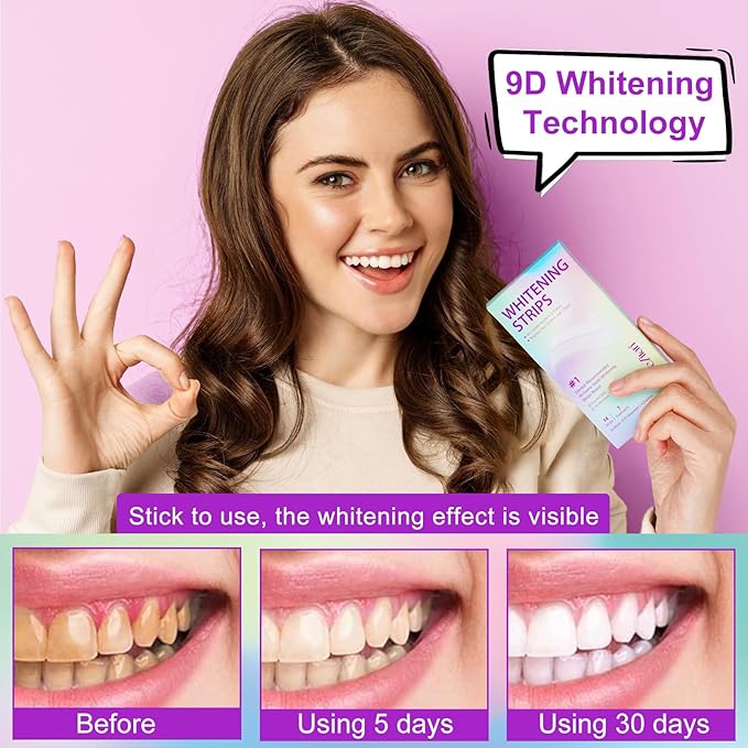 Teeth Whitening Strips,7-Day whitening Strips,Sensitive Teeth Whitener,Enamel Safe for Whiter Teeth,Deep Stains Removal,nstant Teeth Whitening Without The Harm (14pcs)