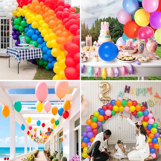 600 Pcs Balloons Assorted Color, Rainbow Birthday Balloons Bulk Pack of Strong Latex Balloon for Birthday Wedding Anniversary Party Decorations