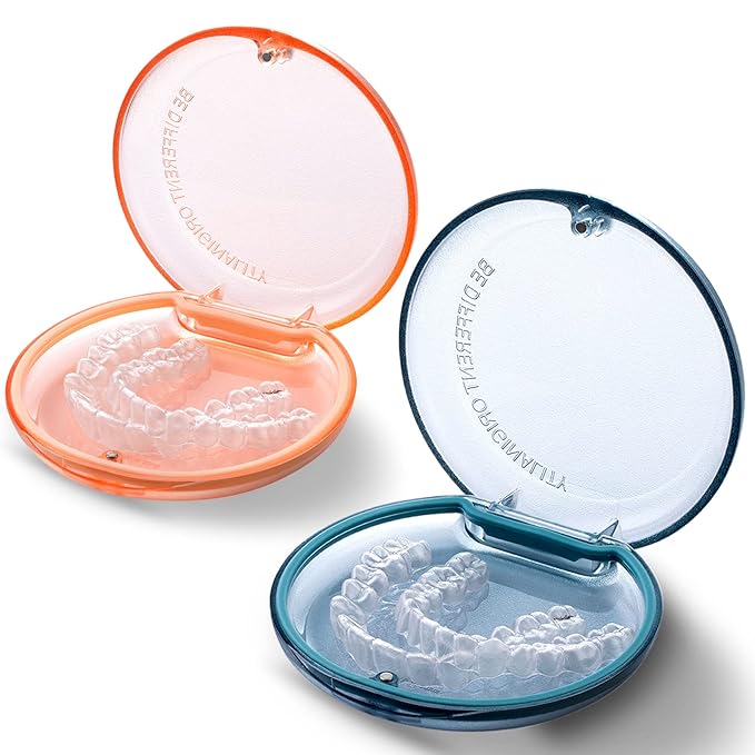 Retainer Case 2 Pack, Compatible with Invisalign, Slim Mouth Guard & Aligner Holder, Durable Portable Retainer Box with Easy Open Magnetic Closure for Travel, Adults & Teens