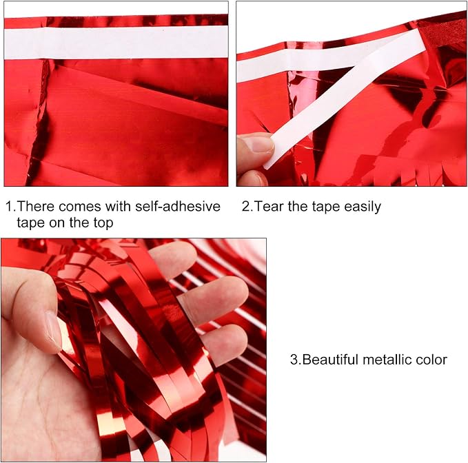WILLBOND 4 Packs 40 Feet Fringe Garland Foil Fringe Garland Metallic Tinsel Foil St. Patrick's Day Hanging Banner for Wedding Birthday Parties Holiday Decorations Graduation