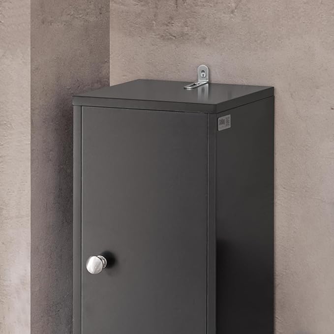 SoBuy Narrow Bathroom Storage Cabinet, Tall Slim Bathroom Organizers and Storage for Small Spaces, Freestanding Skinny Cabinet with Doors and Shelves for Tight Corners, Black BZR34-SCH
