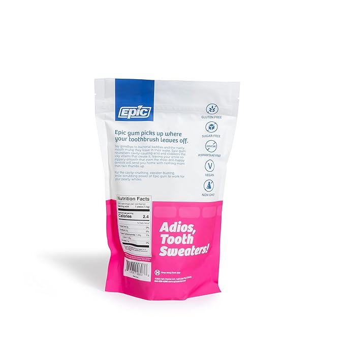 Epic 100% Xylitol Bubblegum Chewing Gum - Sugar Free, Aspartame Free Dental Gum - Supports Oral Health & Fresh Breath - 500 Pieces