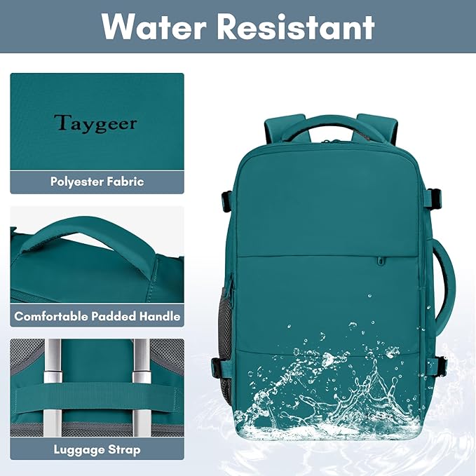 Taygeer Laptop Backpack, Airline Approved Carry On with 17.3 inch Laptop Compartment, TSA Friendly Backpack for Nursing Doctor Business Travel, Travel Daypack for Work Essentials, Peacock Blue