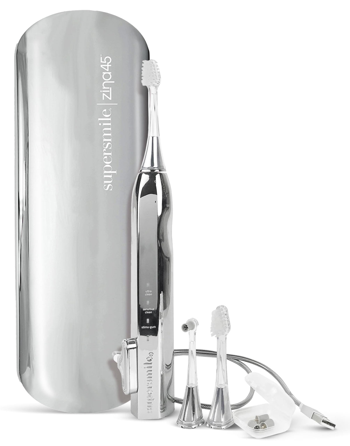 Supersmile Zina45 Deluxe Sonic Pulse Toothbrush, Silver, Rechargeable