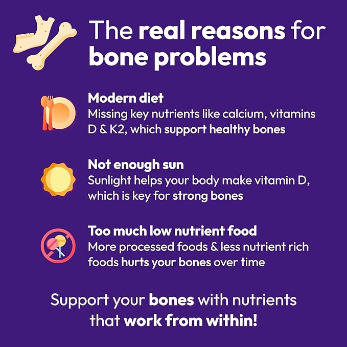 Bone & Jaw Restore – Calcium Supplements with Vitamin D3, K2 & Magnesium | Non-GMO | Bone Builder & Nutrition Support for Women & Men | Density Support Formula | 180 Capsules Bottle