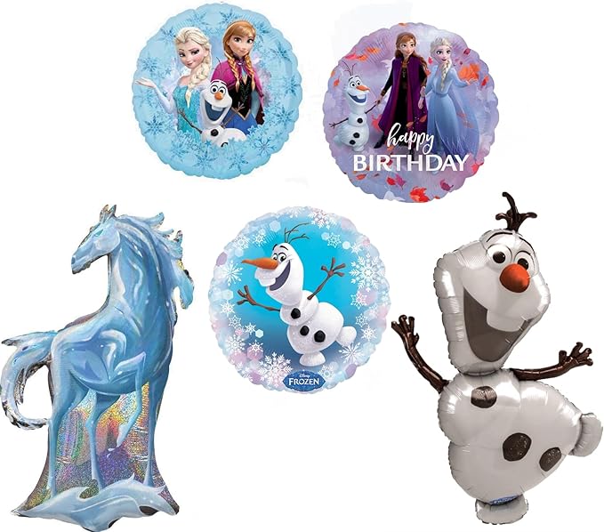 Anagram Frozen Olaf Nokk Elsa and Anna Birthday Party Supplies 5pc Balloon Decorations, BQ_4229