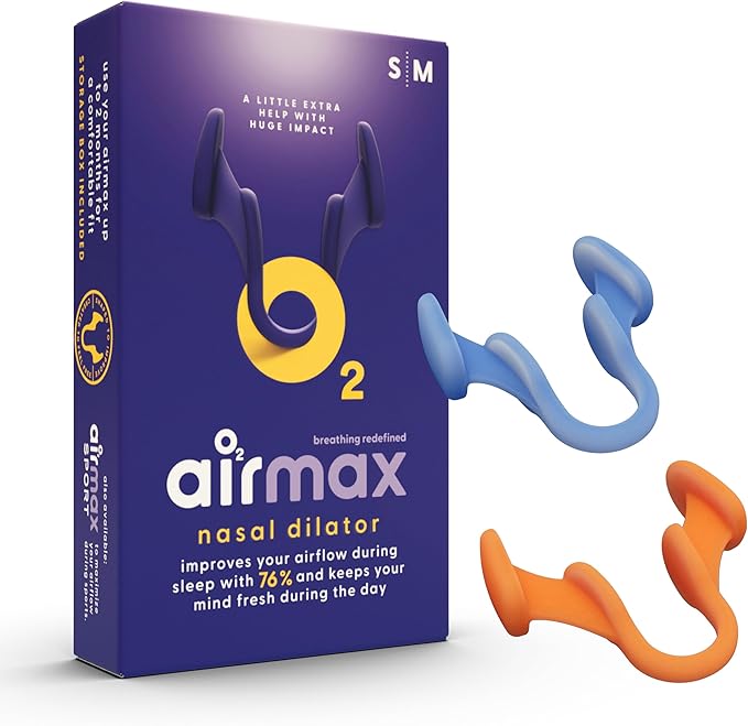 Air Max Nasal Dilators Trial Pack - Anti Snoring Devices - 76% More Airflow for Better Breathing & Against Nasal Congestion - Guaranteed Fit (1x Small & 1x Medium) - Reusable