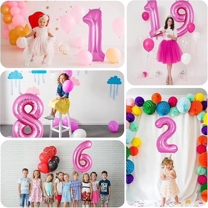 Pink Number Balloons, Large Hot pink Number 1 Balloon 40 Inch Pink 1 Balloon for Men Women Boys Girls 1st Birthday Party Decoration