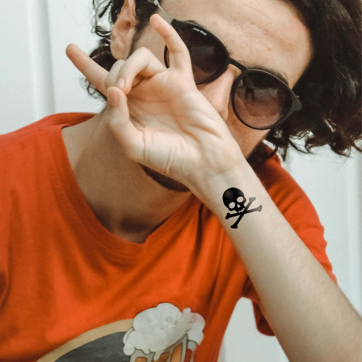 Skull & Crossbones Temporary Tattoos/Black/Perfect for Pirate Themed Events - Halloween - Sporting Events/Skin Safe/Removable (48-Pack)