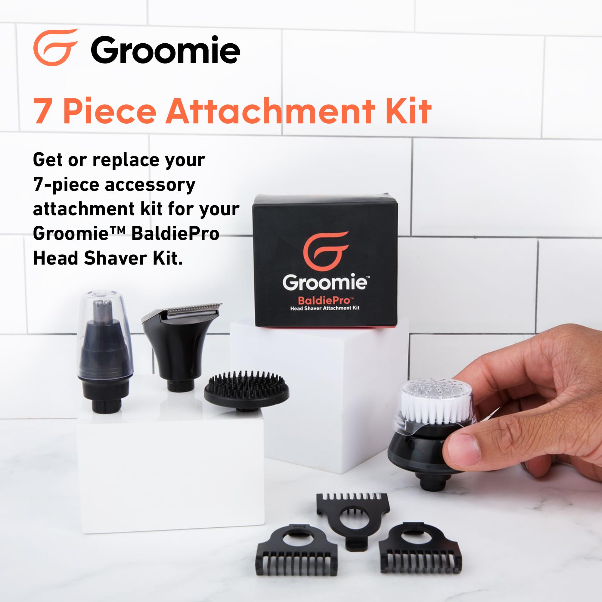 Groomie BaldiePro 7-Piece Grooming Attachment Kit for Head Shaver
