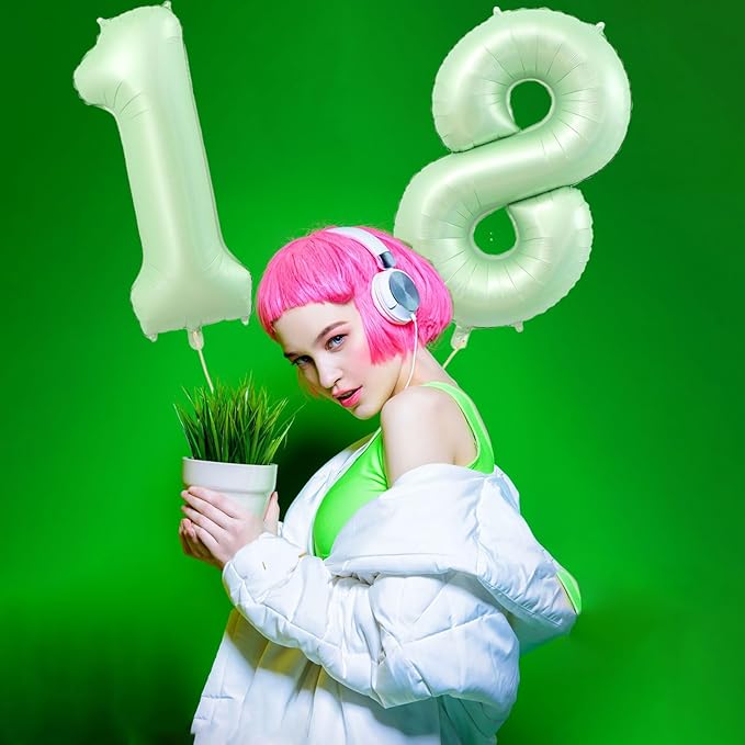 40 Inch Number 18 Balloons, Olive Green Giant Jumbo Helium Number 18 Foil Balloons for 18th 81th Birthday Party Anniversary Events Boys Girls Decorations Supplies
