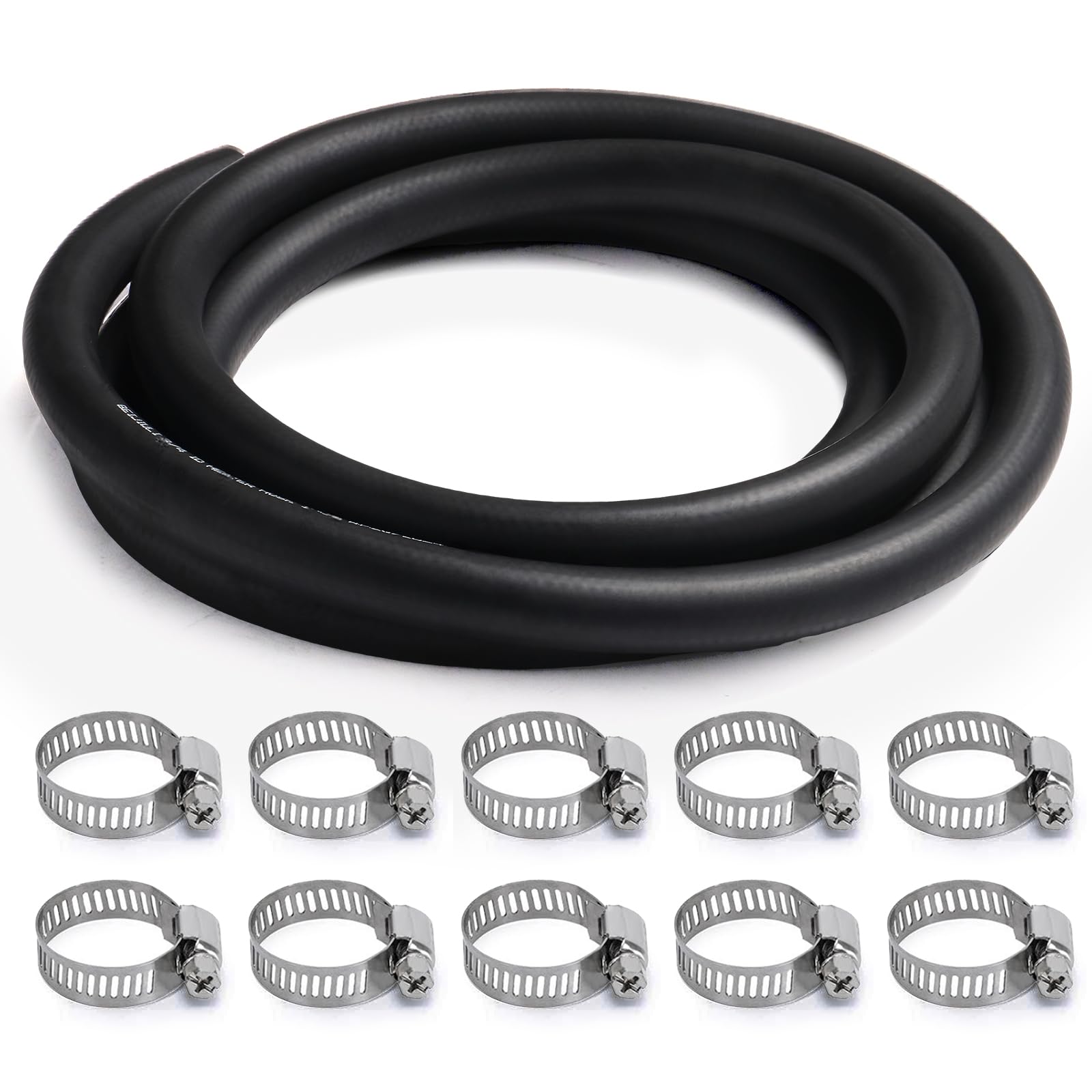 BEIJIULI Straight 11FT Length Heater Hose Coolant Radiator with 10 Hose Clamps, Reinforced 5/8 inches Inside Diameter Coolant Ra