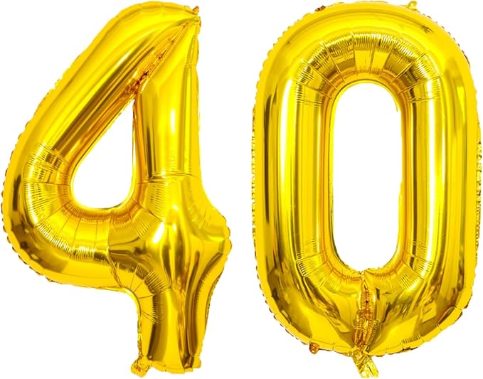 Gold Number Balloons Birthday Balloons - Giant Gold Number 40 Balloon 40 inch, Numbers Balloon 10th Birthday Decorations, Gold Party Supplies for Women Men