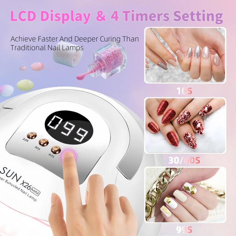 UV LED Nail Lamp with 81 Beads, 380W Nail Curing Lamps for Gel Polish with Automatic Sensor/4 Timer Setting,Led Nail Dryer, Professional Nail Art Drying Tools for Fingernail and Toenail