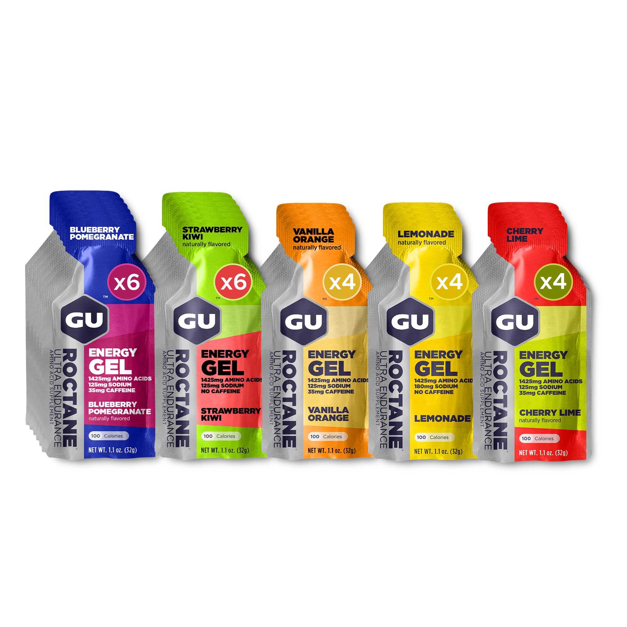 GU Energy Roctane Ultra Endurance Energy Gel, Vegan, Gluten-Free, Kosher, and Dairy-Free On-The-Go Sports Nutrition for Running, Biking, Hiking or Skiing, Assorted Flavors,24-Count