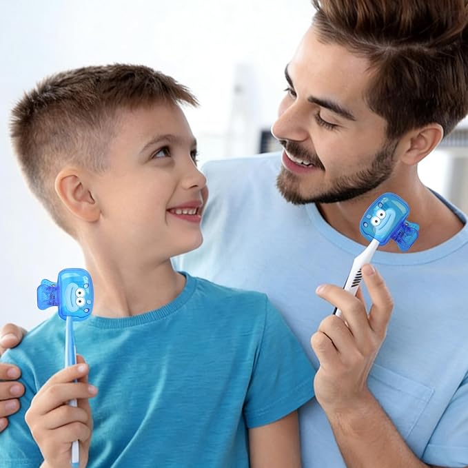 Upgrade Travel Toothbrush Head Covers Toothbrush Protector Cap Brush Pod Case Protective Portable Plastic Clip for Household Travel, Bathroom, School, Camping, Business (Q, 4 Pack)