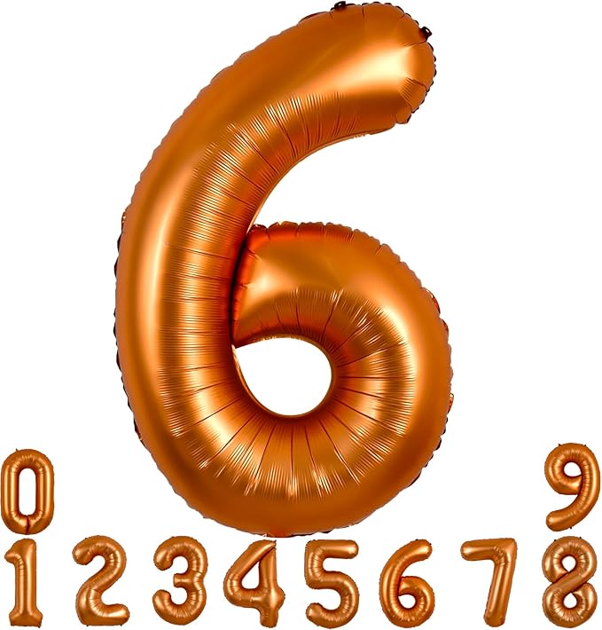 TONIFUL 40 Inch Orange Large Numbers Balloon 0-9 Birthday Party Decorations,Big Number 6 Foil Balloon Digital 6 for Birthday Party,Wedding, Bridal Shower,Engagement,Graduations,Anniversary,Baby Shower