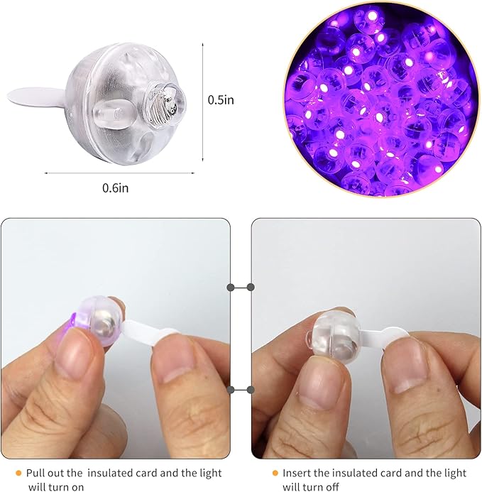 200pcs LED Purple Balloon Light, Round Led Mini LED Lights for Paper Lantern Balloon Indoor Outdoor Party Event Fun, Birthday Party Wedding Decoration Supplies
