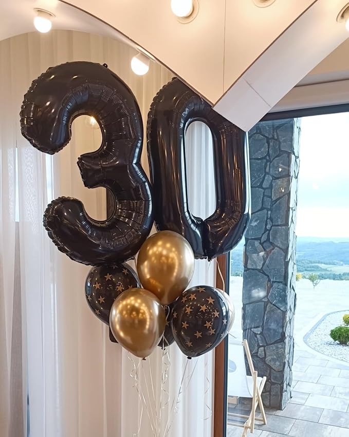 17 Balloon Number, Black Number 17th Birthday Balloons 40 Inch, Sweet 17 Years Old Black Birthday Decorations for Boys Girls, 17th Anniversary Decorations