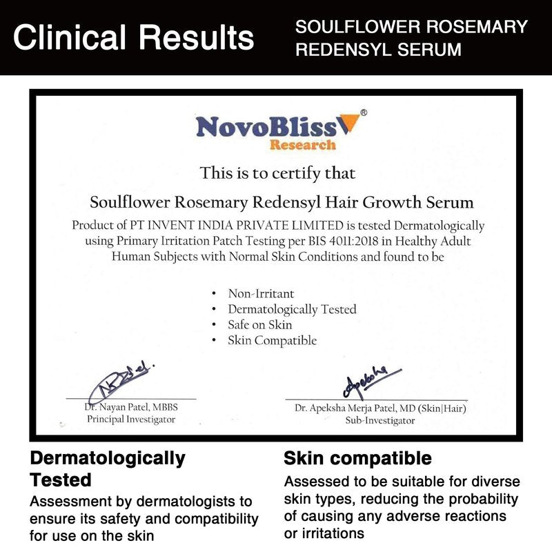 Soulflower Rosemary Redensyl Hair Growth Serum | 3% Redensyl, 4% Anagain, Melanogray, Caffeine, Biotin, Keratin, Tea Tree, Chia Seeds, Rice Water | Men, Women | 30 ml
