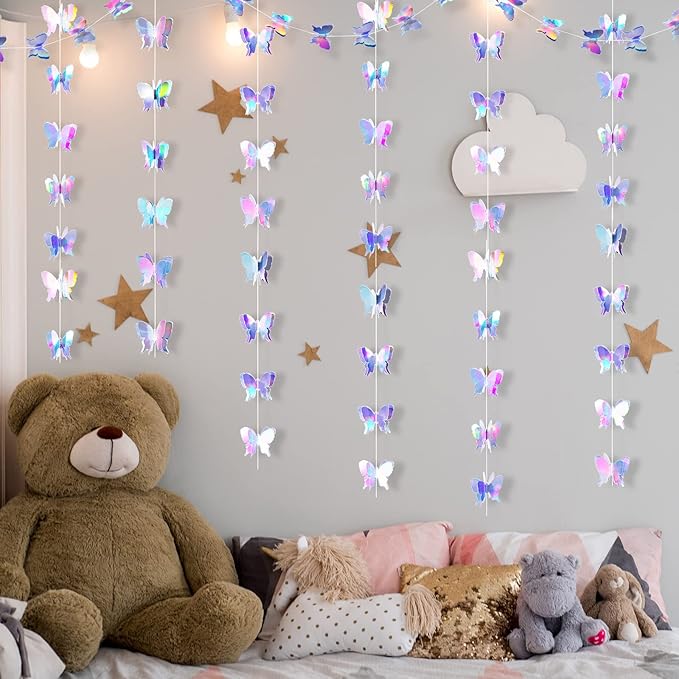 Zonon 12 Pieces 3D Butterfly Hanging Garlands Decoration Butterfly Paper Party Streamers Backdrop for Wedding Birthday Fairly Baby Shower Holiday Party Decorations (2.8 x 2.4 Inches)