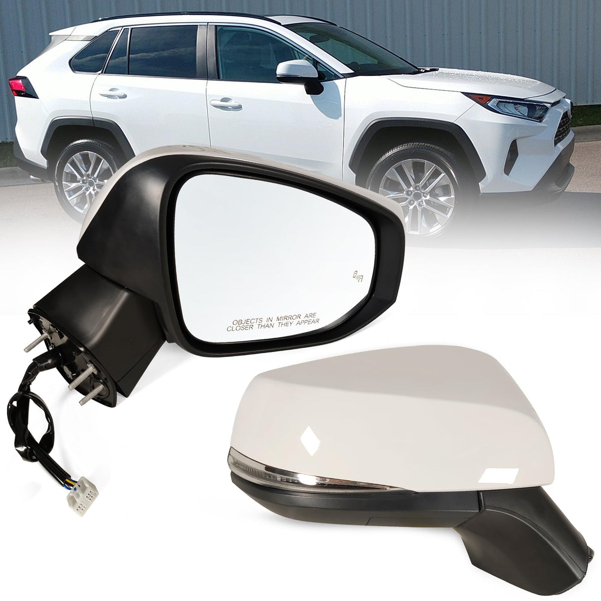 Lqito Left Driver Side Mirror Fits 2019-2025 Toyota Rav4 with Power Heated Turn Signal and Blind Spot Match Midnight Black Metal