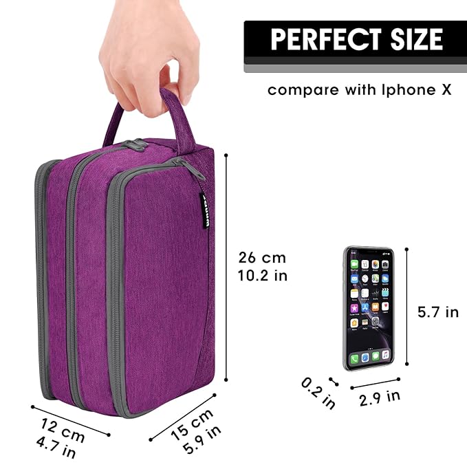 Toiletry Bag for Men Hanging Dopp Kit Water Resistant Shaving Bag Small Toiletry Bag for Traveling (Deep Purple)