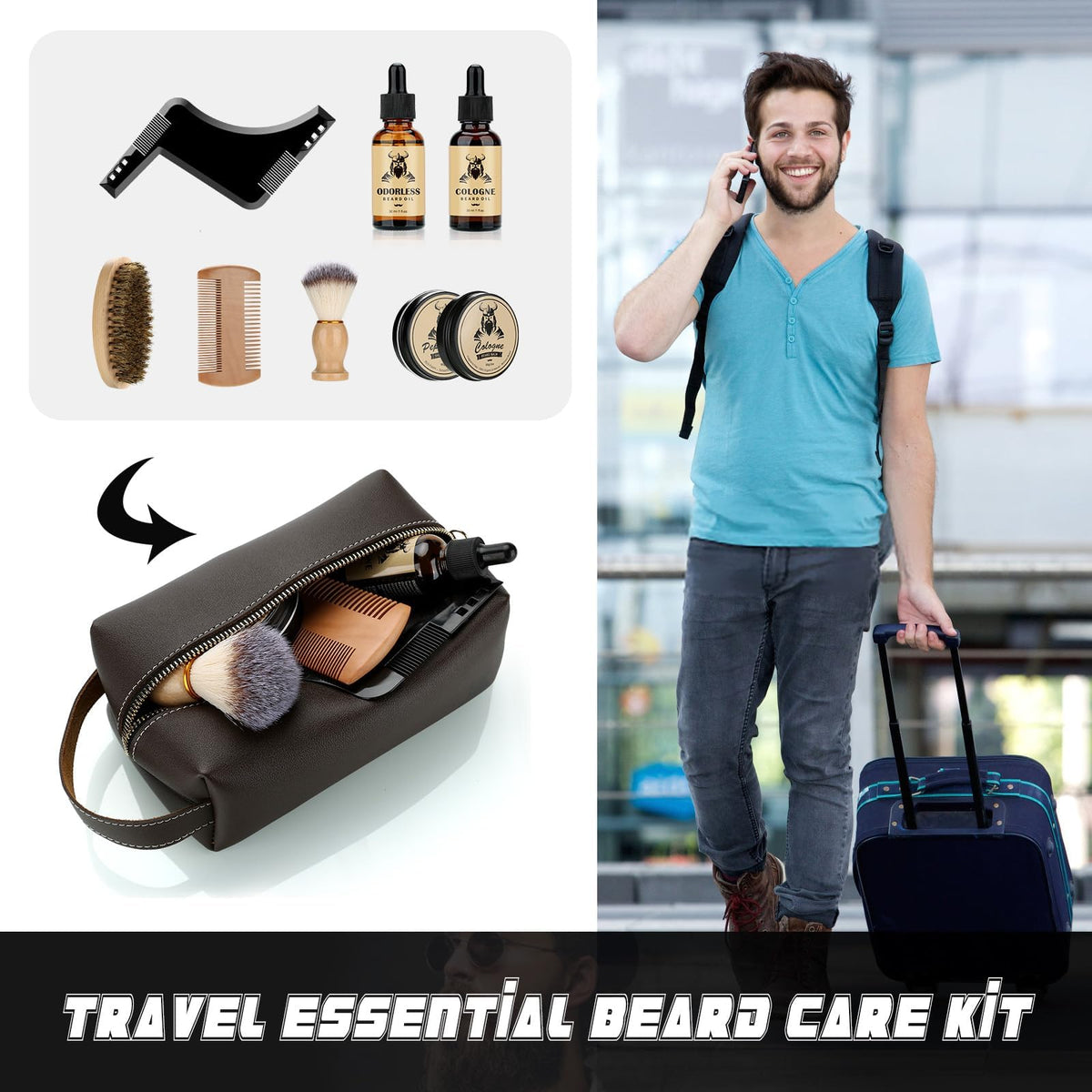 Beard Care Kit Fathers Day Gifts for Men, 9 Pcs Ultimate Beard Grooming Set