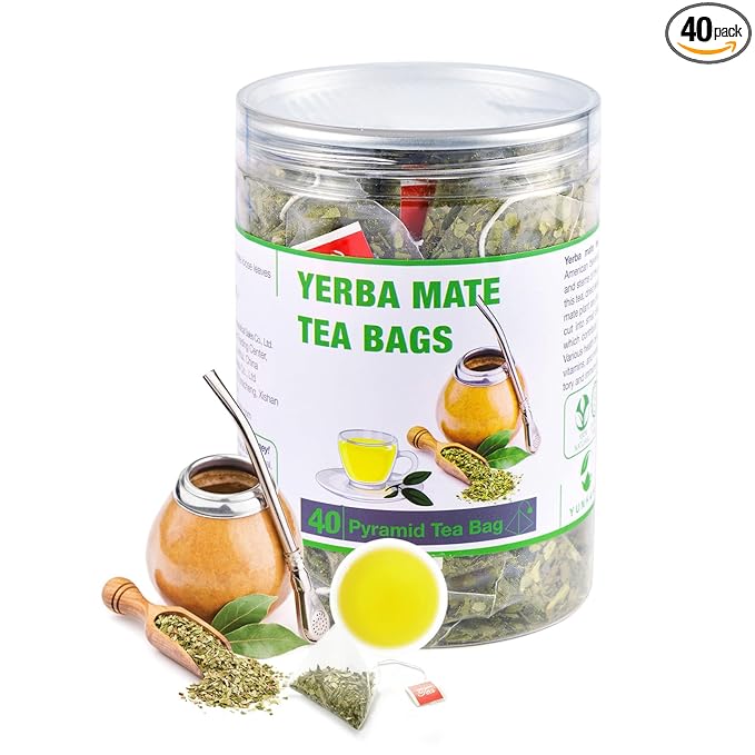 40 Yerba Mate Tea Bag, 3g/bag, Unsmoked Yerba Mate Loose Leaf Tea Packets, Unsweetened, from Argentina - Rich In Antioxidants