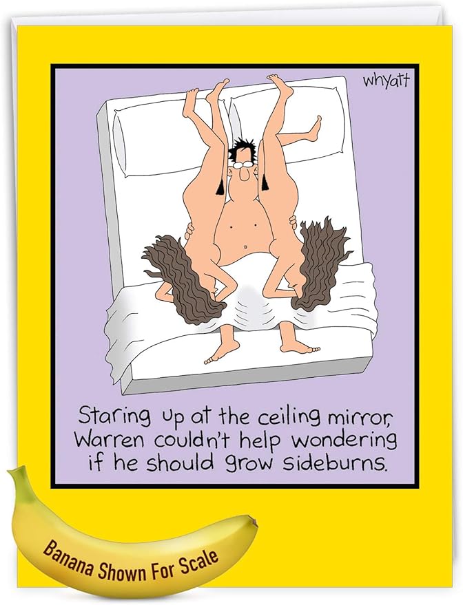 NobleWorks -1 Funny Birthday Card Inappropriate (8.5 x 11 Inch) - Humor Cartoon Bday Notecard with Envelope - Grow Sideburns J8367BDG