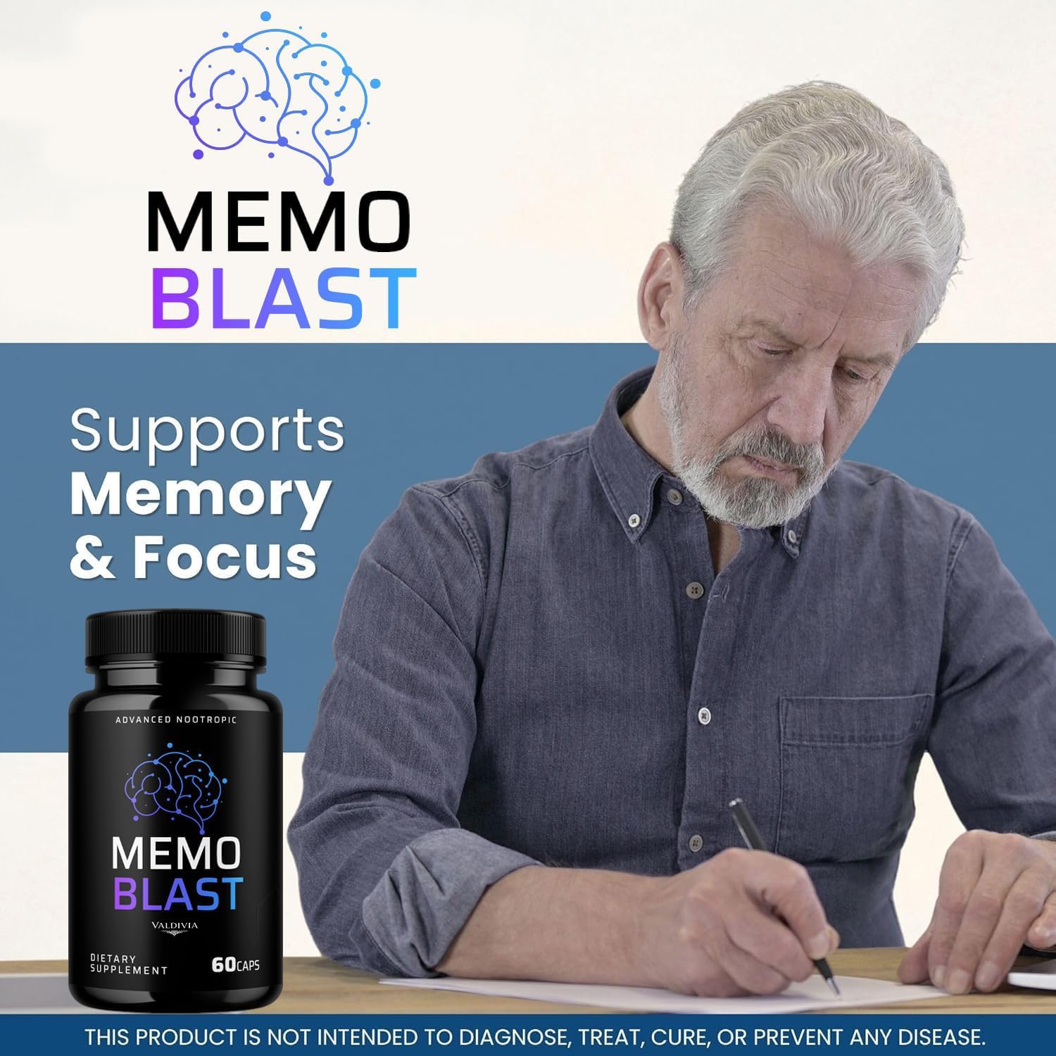 (3 Pack) Memo Blast Capsules - Official MemoBlast Premium Formula Supplement Pills, Advanced Support Formula for Overall Health & Wellness, All Natural Vive Nervo Review, 180 Capsules for 3 Months