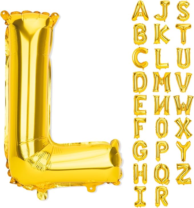 Gold Letter Balloons 40 Inch L Balloon Letters L Alphabet Balloons Giant Letters With Straw Big Balloons Foil Large Gold Balloons For Birthday Party Decorations Wedding Thanksgiving Christmas Balloons