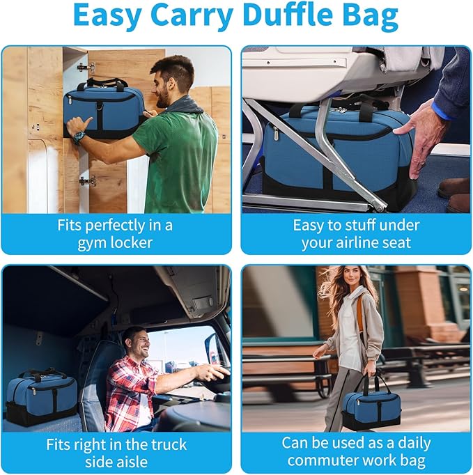 Apenze Small Gym Bag 14 inch lightweight Carry On Mini Duffel Bag with D-Ring for Travel Sport - Blue